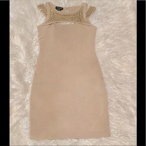 Bebe embellished blush bandage dress XS
